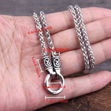 Nordic viking rune with Open Round Clasp pendant necklace stainless steel chain with wood box