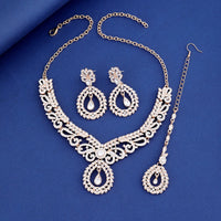 4PCS Women's Metal Jewelry Set Bollywood Jewelry Set Necklace Earrings Set Wedding Party Jewelry