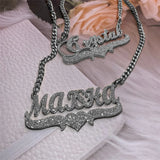 Personalized Custom Double Plated Name Necklace 18k Gold Plated Nameplate Pendant Customized Name Plate Necklace for Women Men