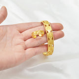 Anniyo Flowers Cuff Bracelet and Ring Sets African Arab Banglet Middle East Jewelry Dubai for Women Girl @200810