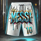 Classics AI Design Printed Messi Graffiti Oversized Football Shorts Sweat-Wicking Quick-Drying for Daily Training Beach shorts