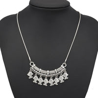 Ethnic Antique Silver Color Moon Choker Necklaces for Women Boho Turquoise Necklace Girls Party Jewelry Gifts