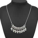 Ethnic Antique Silver Color Moon Choker Necklaces for Women Boho Turquoise Necklace Girls Party Jewelry Gifts