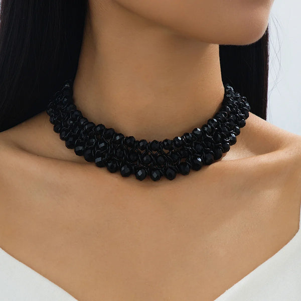 Black Beads Woven Choker Necklace for Women To Wear on Vacation Stages and Music Festivals Fashion Jewelry Hot Sale Party Gift