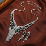 3 PCS Exquisite Super Sparkling White Stone Necklace Earrings Earclip Set Bridal Jewelry Wedding Dress Accessories Dinner Party