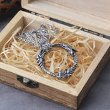Stainless Steel Goth Infinity Ouroboros Norse Dragon Necklace Pendant Gothic Accessories Amulet Viking Runes Jewelry with box