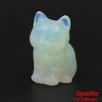 1.5" Cat Figurine Natural Stone Crystal Hand-carved Crystal Animal Statue Chakra Gem DIY Animal Handicrafts Artworks Home Decor