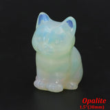 1.5" Cat Figurine Natural Stone Crystal Hand-carved Crystal Animal Statue Chakra Gem DIY Animal Handicrafts Artworks Home Decor