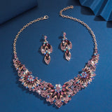 3PC Women's Wedding Season Fashion Luxury Flower Necklace Earrings Jewelry Set Suitable for Wedding Parties and Festival Gifts