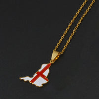 Anniyo England Ireland Pendant Necklaces for Women Girls Stainless Steel Lloegr Angleterre Éirinn Accessory #504862