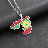 2024 New fashion stainless steel Oromia map necklace for men and women geometric titanium steel pendant ethnic style clavicle ch