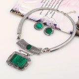 Bohemia Ethnic Vintage Alloy Acrylic Sheet Statement Choker Necklace And Earrings Jewelry Set For Women Party Accessories