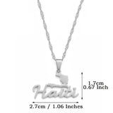 Anniyo 2.7CM Stainless Steel Charm Haiti Map Pendant Necklace Women Girls Ayiti Maps Gold Color Party Jewelry Haiti @076021