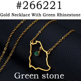 Anniyo Saudi Arabia Map With Green Stone Gold Color Charm Pendant Necklace Kingdom of Saudi Arabia Jewelry Women Girls  #266221