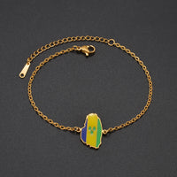 Anniyo 2025 Saint Vincent Map Colorful Flag Bracelet St. Vincent Jewelry Banglets for Women Girls Stainless Steel #002762