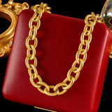 GANPUP 316l Stainless Steel Metal Heavy Thick Chain Necklace Charm Fashion Neck Chain Waterproof Gold Color Jewelry For Women