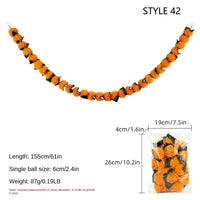 140-160cm Marigold Garland Flower Artificial Festival Wreath Ornament Fake Plant Indian Style Home Party Decor