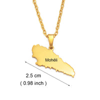 Anniyo Moheli Comoros Map Pendant Necklaces for Women Girls Stainless Steel Moili Mwali Jewelry #304901
