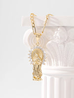 FanSibao Inlaid Zirconia Gold Plated Madonna Pendant Necklace New Fashion Christian Faith Jewelry