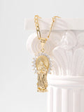 FanSibao Inlaid Zirconia Gold Plated Madonna Pendant Necklace New Fashion Christian Faith Jewelry