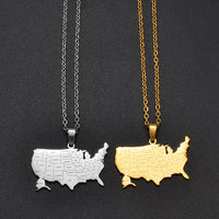 Anniyo American Map With State Name Pendant and Necklaces for Women Girls United States Map Jewelry USA #317301