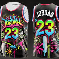 Chat GPT Smart Design USA Basketball Jersey Jordan Graffiti Street No. 23 Basketball Jersey Vest Quick-drying Basketball Jersey