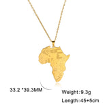 LIKGREAT Punk Africa Map With Flag Pendant Necklaces Stainless Steel Africa Countries Flags Necklace Chain for Women Men Jewelry