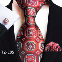 Royal Striped Paisley Ties For Men Luxury 8cm Necktie Pocket Square Cufflinks Gift Set Jacquard Weave Tie Suit Accessories