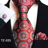 Royal Striped Paisley Ties For Men Luxury 8cm Necktie Pocket Square Cufflinks Gift Set Jacquard Weave Tie Suit Accessories