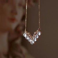 Natural Jade Chalcedony White Bead Small V-shaped necklaces Pendant Fashion Light Luxury clavicle chain Banquet jewelry