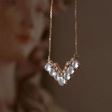 Natural Jade Chalcedony White Bead Small V-shaped necklaces Pendant Fashion Light Luxury clavicle chain Banquet jewelry