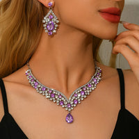 Ladies' fashionable design necklace earrings jewelry set suitable for daily wear, wedding parties, holiday gifts