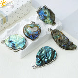 CSJA Natural Stone Labradorite Heart Pendant for Making Necklace Animal Owl Fox Carving Pendants Jewelry Gift Men H480