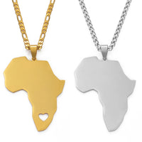 Anniyo Africa Map 5cm Pendant Necklaces Women Men Trendy Silver Color/Gold Color African Maps Jewelry Ethiopian  #113721