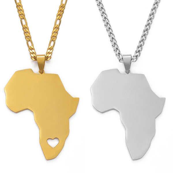 Anniyo Africa Map 5cm Pendant Necklaces Women Men Trendy Silver Color/Gold Color African Maps Jewelry Ethiopian  #113721