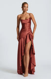 Sexy Satin Club Evening Party Dresses 2025 Summer Women Clothing Elegant Ruffle Irregular Backless Bandage Long Maxi Dress