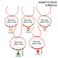 5pcs/set Cute Christmas Series Snowflake Tree Pendant Crystal Bracelet Women CCB Beads Adjustable Thread Rope Bracelet