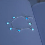 Luminous Europe and The United States Ladies Beach Wind Blue Five-pointed Star Tassel Anklet Luminous Star Bracelet Foot Jewelry