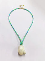 Baroque imitation pearl clavicle chain summer women vacation fashion handmade natural conch necklace adult jewelry accessories