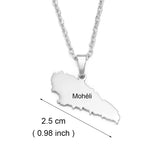 Anniyo Moheli Comoros Map Pendant Necklaces for Women Girls Stainless Steel Moili Mwali Jewelry #304901