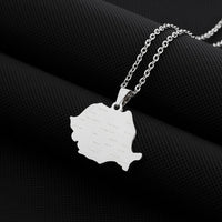 2024 new fashion stainless steel Romania map with city pendant necklace temperament everything collarbone chain birthday anniver