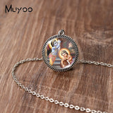 2023 New Arrival Fashion Painting India Shiva Ganesha Hindu God Glass Dome Antique Pendant Handmade Jewelry Vintage Necklaces