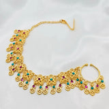 Indian Nose Rings Clip Chain Crystal Pendant Tassel Original Women's Accessories Gold Plated Copper Bride Wedding Hair Jewelry