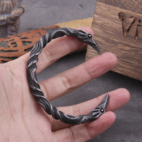 Stainless Steel Nordic Viking Norse Raven Bracelet Men Wristband Cuff Bracelets with viking wooden box