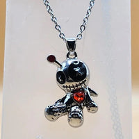 Gothic Creative Funny Voodoo Doll Red Heart Pendant Earrings Necklcae Punk Cartoon Holiday Decoration Accessories Halloween Gift