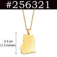 Anniyo Ghana Map With Province Name Pendant Necklaces Jewelry Ghanaian Country Maps @256321