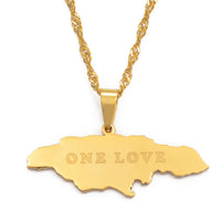 Anniyo Map of Jamaica With NOE LOVE Pendant Necklaces Stainless Steel Jamaica Maps Chains Jewelry Jamaican  @112921