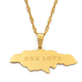 Anniyo Map of Jamaica With NOE LOVE Pendant Necklaces Stainless Steel Jamaica Maps Chains Jewelry Jamaican  @112921