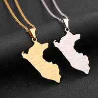 Peru Map With City Pendant Necklace Stainless Steel For Women Men Gold Silver Color Charm Fashion Peruanos Jewelry Gift