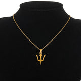 Greek Poseidon Neptune Trident Spear Necklaces Men Fashion Cross Sword Pendant Choker Black Stainless Steel Charm Unisex Jewelry